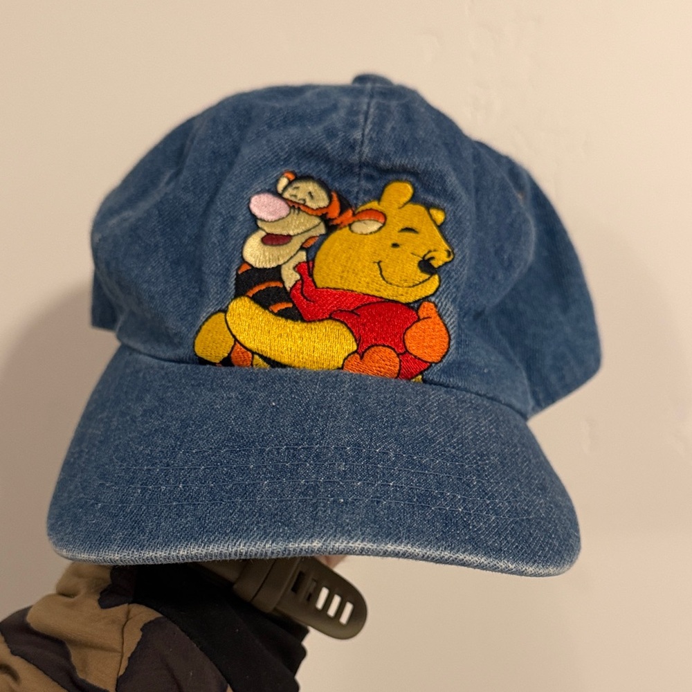 Vintage Disney Blue Denim Cap with Winnie the Pooh and Tigger